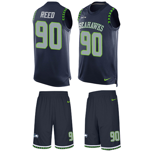 Nike Seahawks #90 Jarran Reed Steel Blue Team Color Men's Stitched NFL Limited Tank Top Suit Jersey